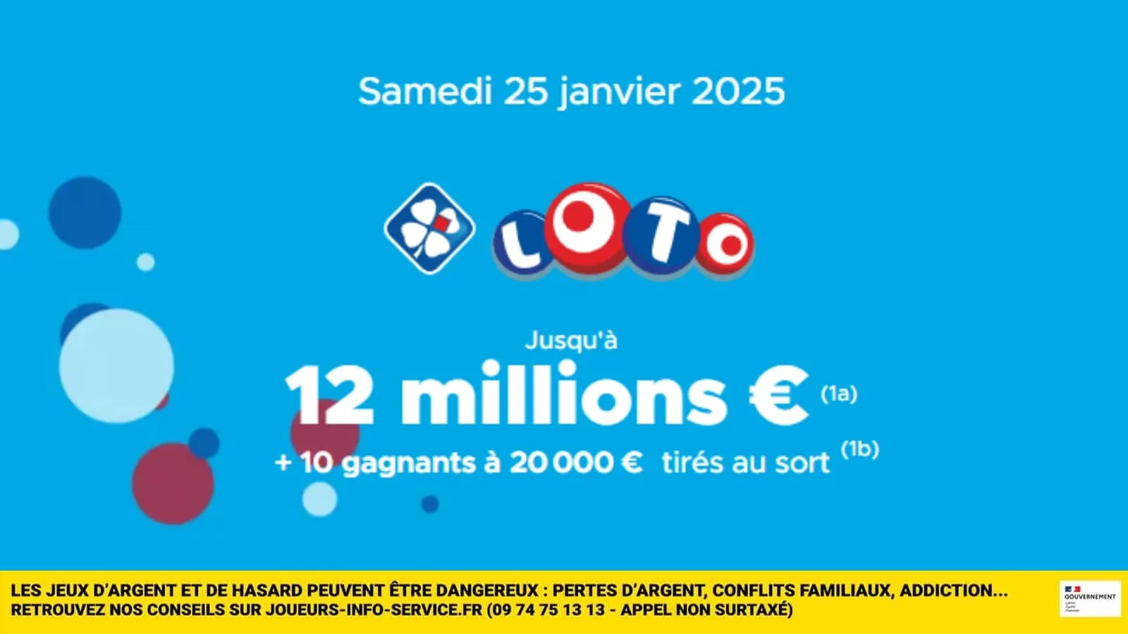LOTO du 25 janvier 2025 : Découvrez les résultats et le jackpot de 12 millions d'euros !