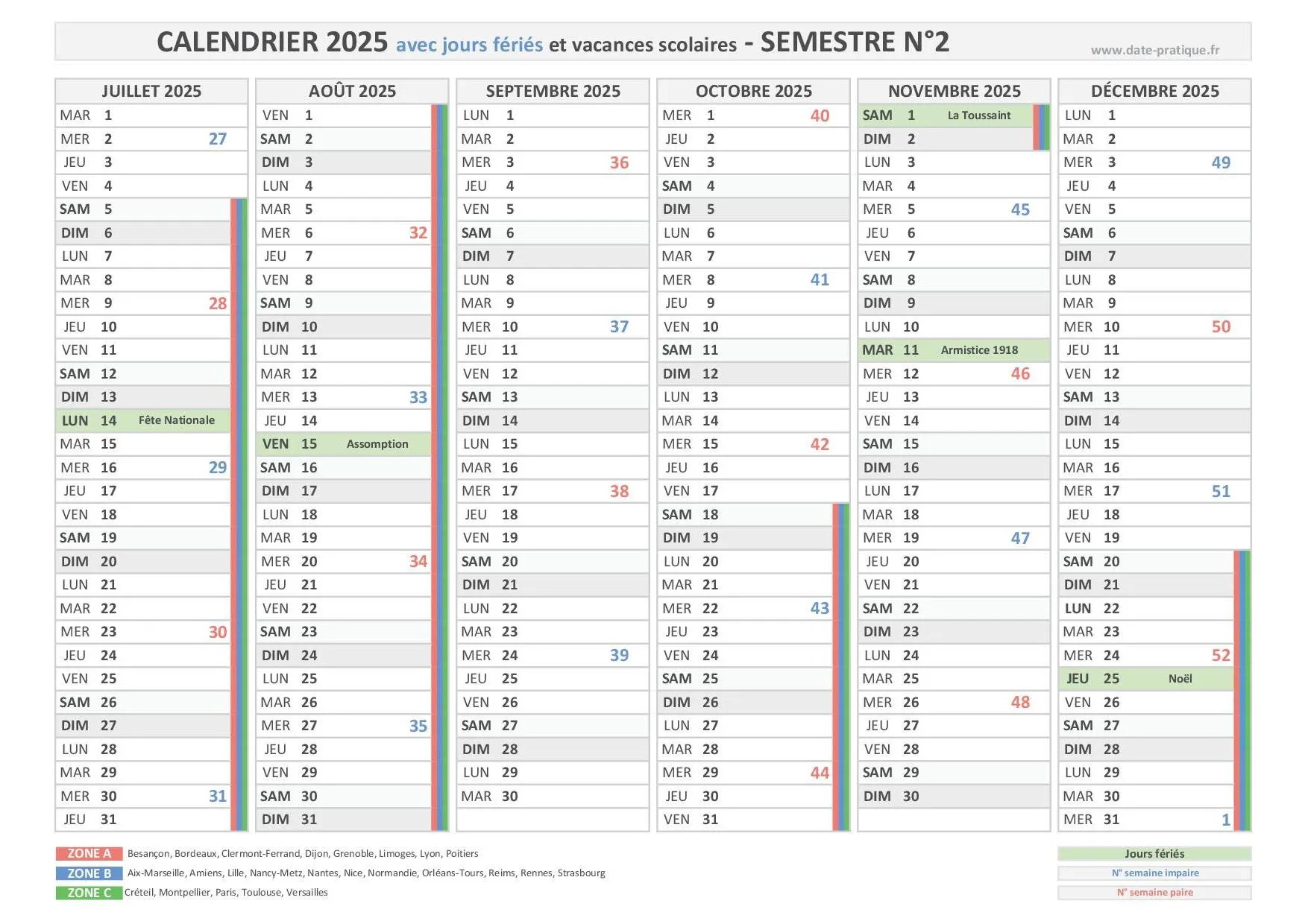 Vacances scolaires 2025 : Zone B en tête avec des jours de congé supplémentaires !